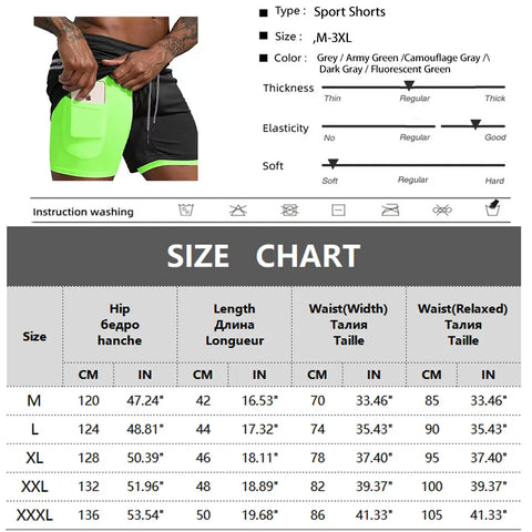 Men's Sport Shorts cool Sportswear Double-deck Running Shorts