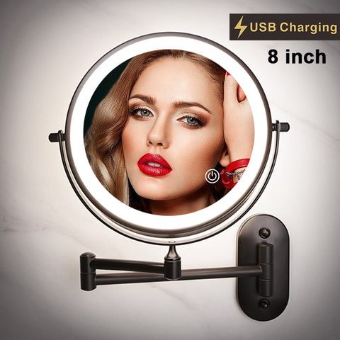 8 inch Wall Mounted Matte Black Makeup Mirror