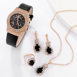 5pcs Set Watches Women Leather Band