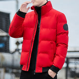 Solid Stand Collar Male Windbreak Cotton Padded Down Jacket