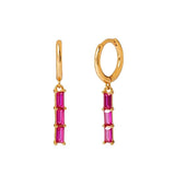 Women Multi Color CZ Drop Earrings Gold Plated