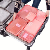 6pcs Travel Luggage Packing Cubes, Suitcase Clothes Storage Bag, Foldable Organizer