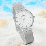 6pc Simple Silver Quartz Watch With Bracelet For Women