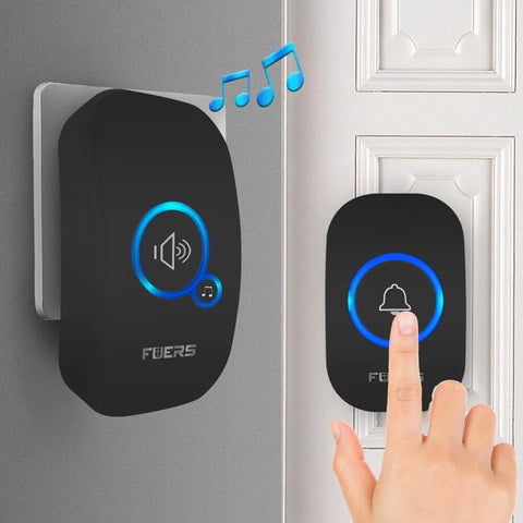 Fuers Wireless Doorbell Waterproof Welcome Chime Home Door Bell Intelligent 32 Songs