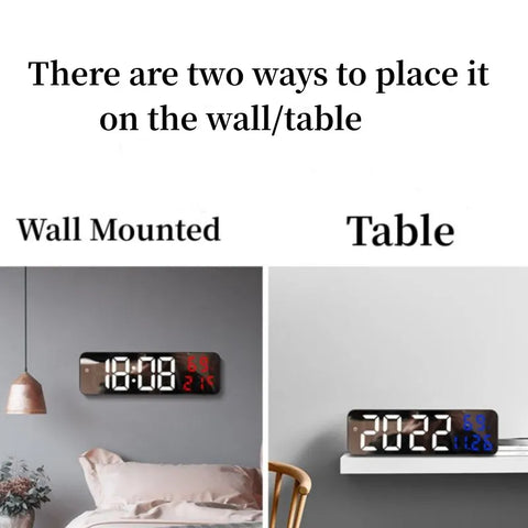 9 Inch Large Digital Wall Clock Temperature and Humidity Display Night Mode