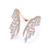 Romantic Cubic Zirconia Open Wing Joint Rings for Women