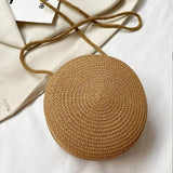 Minimalist Straw Bag Round Crossbody Purse