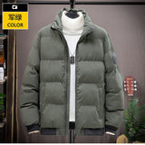 Solid Stand Collar Male Windbreak Cotton Padded Down Jacket