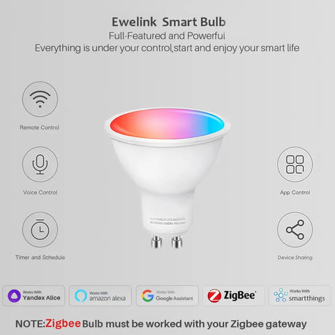 Ewelink GU10 Zigbee LED Bulbs Wifi Smart LED Lamp RGB