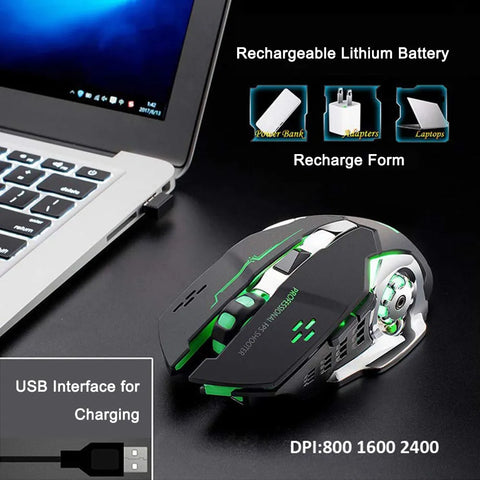 Gaming Mouse Wireless Rechargeable Optical Mice Silent Click