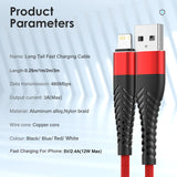 3A Fast Charging USB Cable for iPhone Charger Cord Data Wire