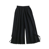 Spring Sweet Solid Color Embroidered Pants Women Casual Wide Leg Pants