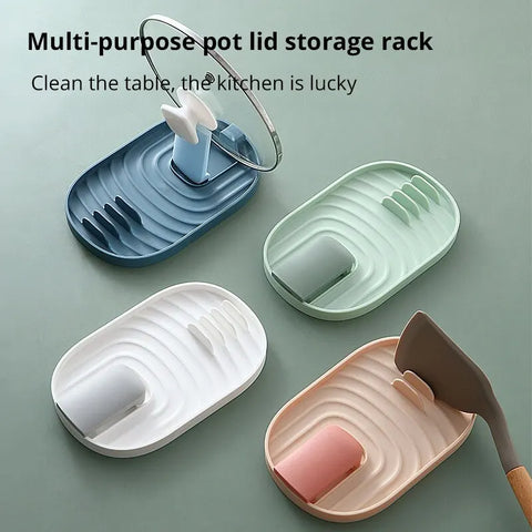 1pc Green/Pink/Bule/Pink Silicone Nordic Style Pot Lid Shovel Storage Rack Practical Multifunctional