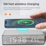 Wireless Charger Time Alarm Clock LED Digital Thermometer Fast Charging