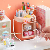 Piggy Drawer Pen Holder Cartoon Multi Grid Cute