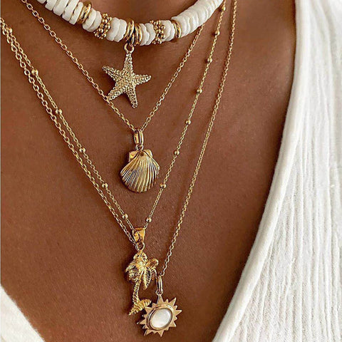 Jewelry Necklace Soft Pottery Starfish Shell Pendant Necklace