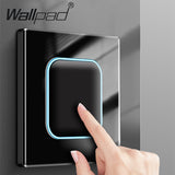 Wallpad 1 2 3 4 Gang Wall Light Switch 1 2 Way Black Glass