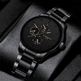 1Pcs Men's Casual Fashion Three  Digital Steel Band Quartz Watch