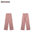 Cotvotee Pink Cargo Jeans Women