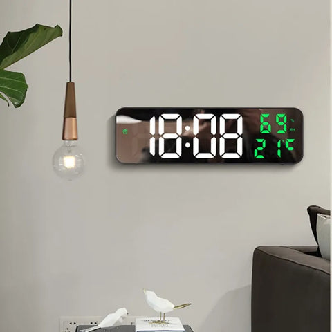 9 Inch Large Digital Wall Clock Temperature and Humidity Display Night Mode