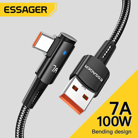 Essager 7A USB Type C Cable 90 Degree 100W Fast Charging