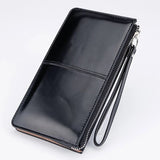 Women's Vintage  Leather Zipper Clutch Wallet