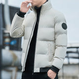 Solid Stand Collar Male Windbreak Cotton Padded Down Jacket