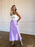 Elegant Women's Skirts Korean Fashion Satin Silk