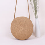 Minimalist Straw Bag Round Crossbody Purse