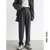 CHICVEN  Women Suit Pants Wide Leg