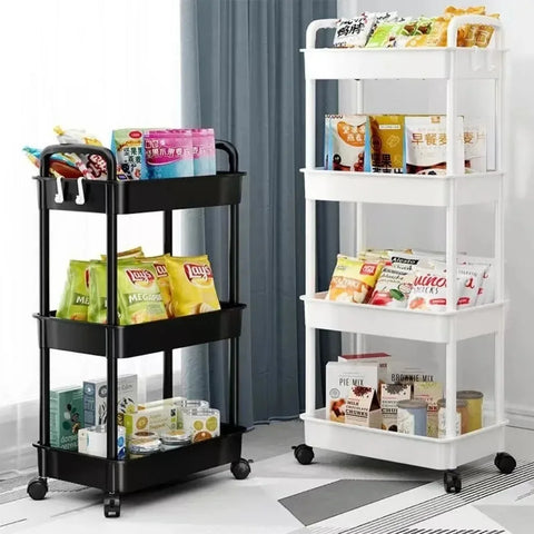 Bookshelf Storage Trolley Mobile Kitchen Organizer Cart With Wheels Multi-Layer