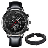 Mens Watches Stainless Steel Leather