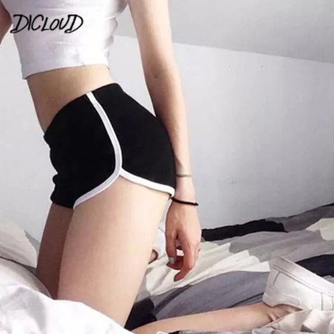 Stretch Waist Casual Shorts Women High Waist