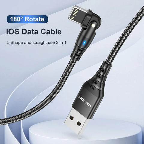 USLION 3A USB Cable For iPhone Fast Charging