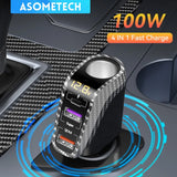 ASOMETECH USB Car Charger With 90W Cigarette Lighter Expansion Port