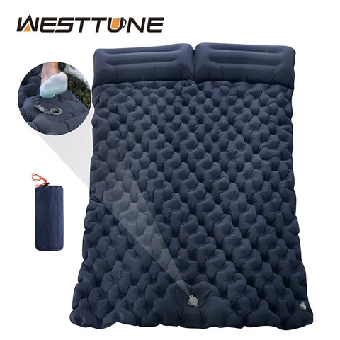 WESTTUNE Double Inflatable Mattress with Built-in Pillow Pump