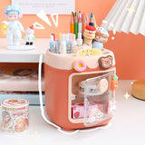 Piggy Drawer Pen Holder Cartoon Multi Grid Cute