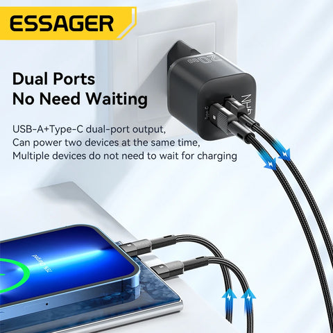 Essager 20W GaN PD USB C Charger for iPhone Type C Fast Charging