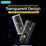 USAMS Transparent Digital Display Power Bank 9000mAh