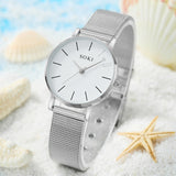 6pc Simple Silver Quartz Watch With Bracelet For Women