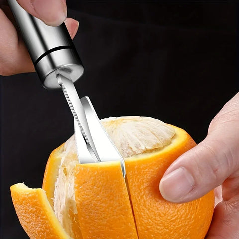 Stainless Peeler Tool with Curved Handle Orange Peeler