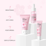 3pcs/set LAIKOU 24K Golden Vitamin C Sakura Skin Care Sets