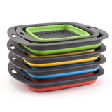 LMETJMA Square Collapsible Colander Silicone Kitchen Foldable Colander