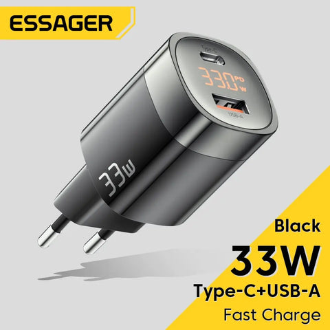 Essager 33W GaN USB C Charger Digital Display PD Fast Charging