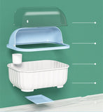 Kitchen Dish Organizer Drain Board with Lid Dish Container Dust Cover