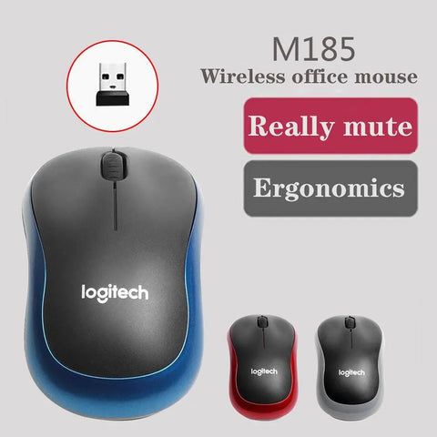 Logitech M185 Wireless Mouse 2.4 GHz USB 1000DPI 3 Buttons Silent