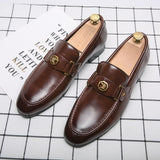 Brown Men Loafers Shoes Square Toe