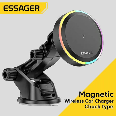 Essager RGB Magnetic Car Phone Holder Qi 15W Wireless Charger