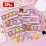 8Pcs Simulation Dessert Burger Eraser Children