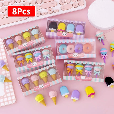 8Pcs Simulation Dessert Burger Eraser Children